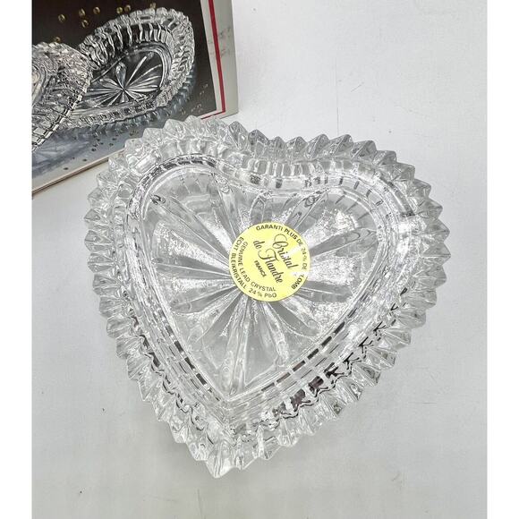 COEUR Crystal Heart‎ Shaped Box 24% Lead Crystal 4” Made In France NEW IN BOX - Picture 2 of 7